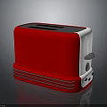 Red And White Retro Toaster With Bread Slots And Control Buttons For Kitchen Use